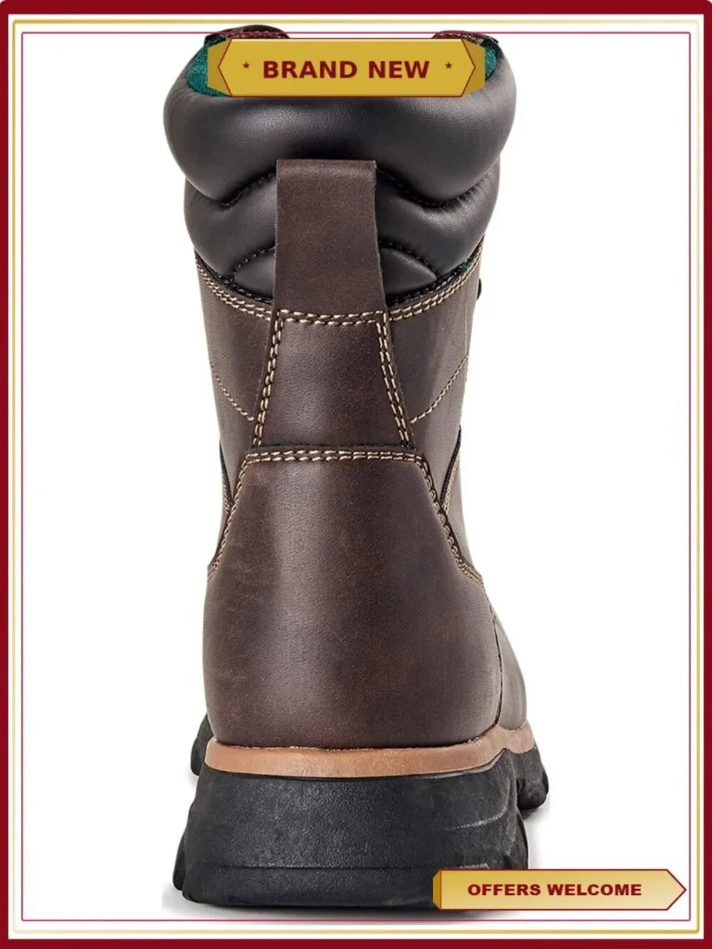 Steel Toe Work Boots Lace Up Men's Size 12 Brown